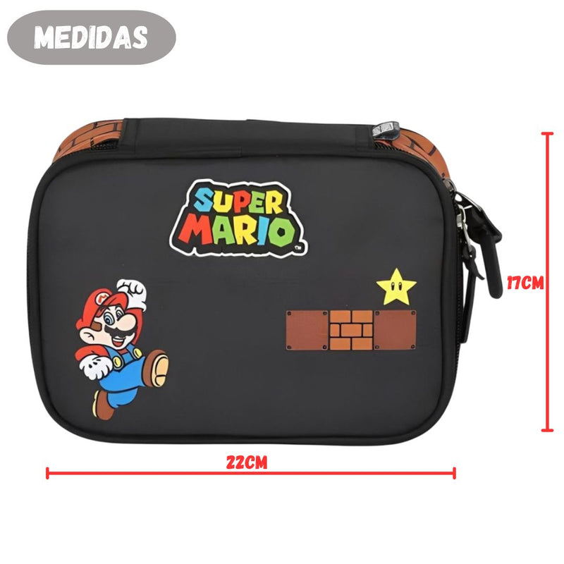 Estojo Box Escolar Super Mario Grande Juvenil Elástico 100 Pens Menino Nintendo Volta às Aulas Jogo