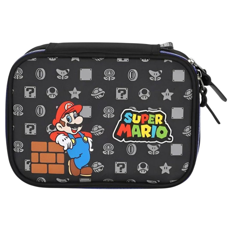 Estojo Box Escolar Super Mario Grande Juvenil Elástico 100 Pens Menino Nintendo Volta às Aulas Jogo