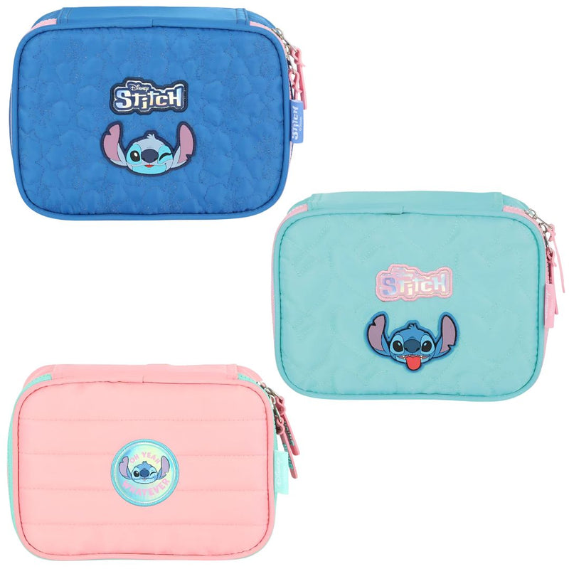 Estojo Box Stitch Disney Escolar Juvenil 100 Pens 36 Elástico Volta Aulas Organizador