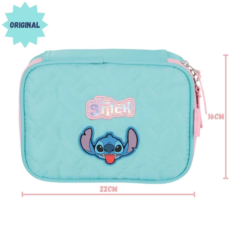 Estojo Box Stitch Disney Escolar Juvenil 100 Pens 36 Elástico Volta Aulas Organizador