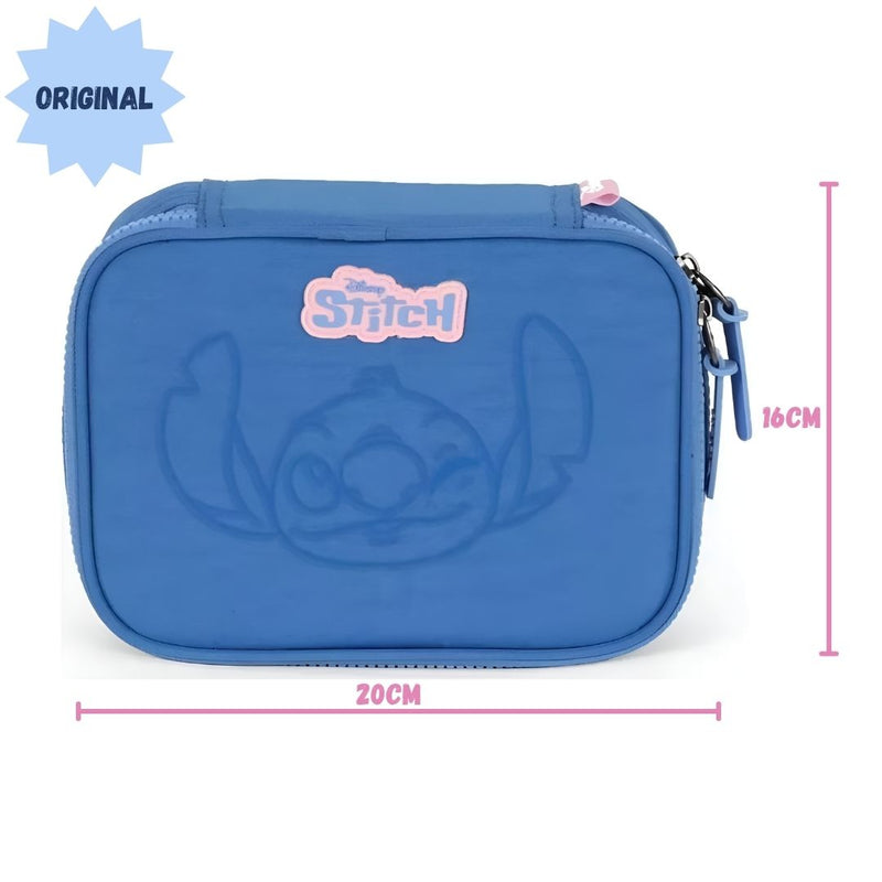 Estojo Box Stitch Disney Escolar Juvenil 100 Pens 36 Elástico Volta as Aulas Organizador