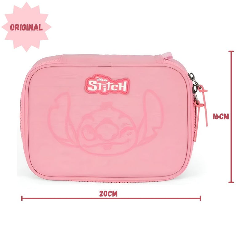 Estojo Box Stitch Disney Escolar Juvenil 100 Pens 36 Elástico Volta as Aulas Organizador