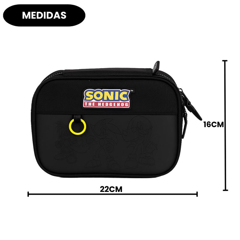 Estojo Box Sonic Escolar Juvenil Meninos 36 Elásticos 100 Pens Game Nintendo Volta as Aulas Estudo