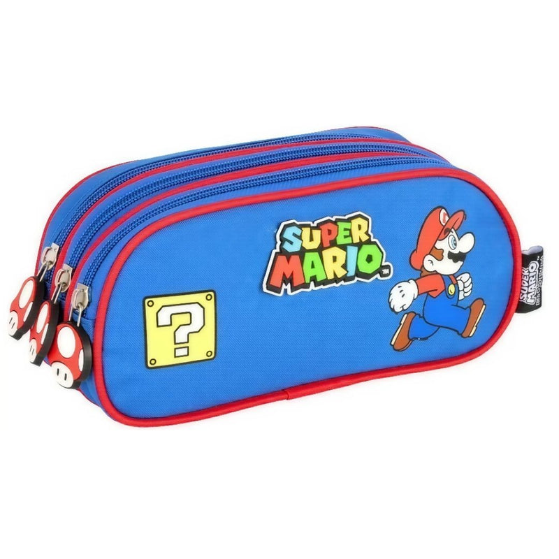 Estojo Triplo Escolar Super Mario Juvenil 100 Pens Espaçoso Volta às Aulas Nintendo Estudo Game Ponto Criativo