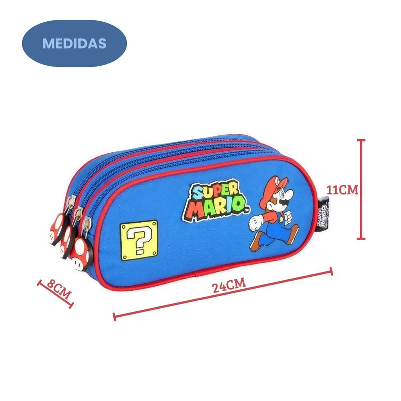Estojo Triplo Escolar Super Mario Juvenil 100 Pens Espaçoso Volta às Aulas Nintendo Estudo Game Ponto Criativo