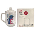 Caneca de Vidro 380ML Com Tampa Stitch Angel e Love Presente Leite Chá Café Disney