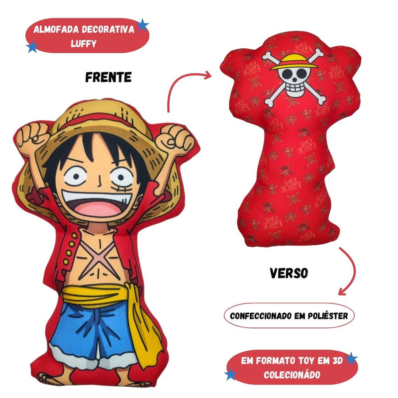 Almofada 3D Incrível Monkey D Luffy One Piece Chapéu de Palha Detalhado Apaixonados Animes Mangás Decoração Estilo Geek