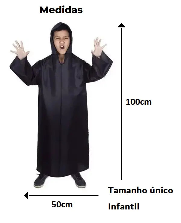 Fantasia Capa Panico Halloween Terror Capuz Unissex Festa Infantil Megalomania