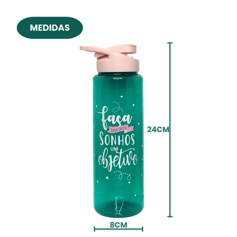 Garrafa Água Squeeze 750 ml Faça Dos Seus Sonhos Objetivo Caminhada Academia Gym Sude Presentes