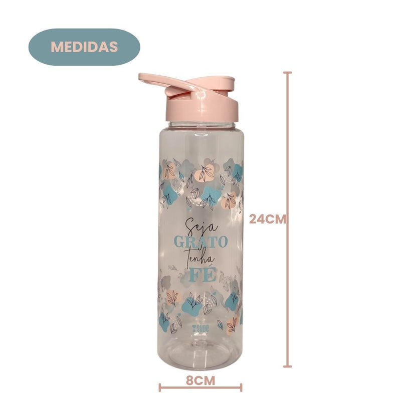 Garrafa Squeeze 750ml Seja Grato Tenha Fé Academia Esporte Passeio ViagemPresentes