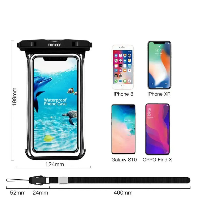 Capa à Prova d'Água Fonken Bolsa Transparente para Celular Visão Total Subaquática Floresta da Neve Bolsa para Secagem Bolsa de Natação Capa de Telefone Móvel Grande Acessório Aliexpress