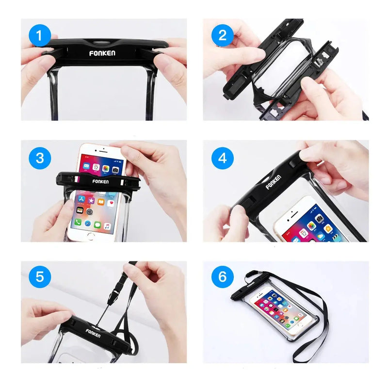 Capa à Prova d'Água Fonken Bolsa Transparente para Celular Visão Total Subaquática Floresta da Neve Bolsa para Secagem Bolsa de Natação Capa de Telefone Móvel Grande Acessório Aliexpress