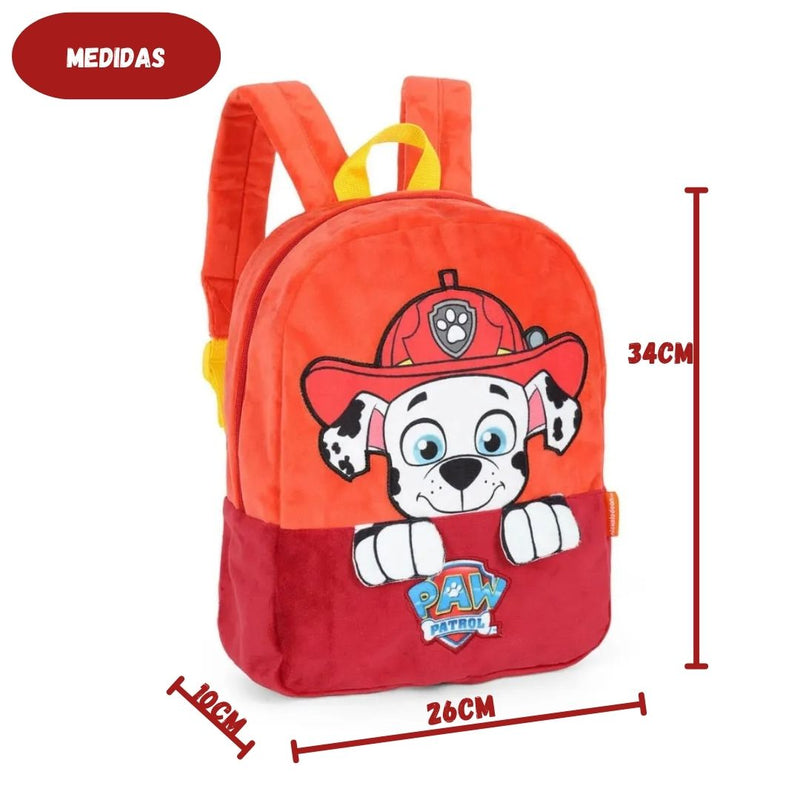 Mochila de Costas Patrulha Canina Veludo Infantil Volta as Aulas Passeio Chase Marshall Criança