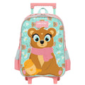 Mochila de Rodinhas Infantil Urso Panda Marrom Escola Meninas Passeio Creche Criança Volta Aulas Ponto Criativo