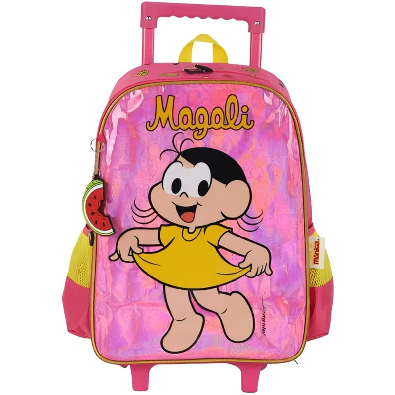 Mochila de Carrinho Turma da Mônica Magali Infantil Volta as Aulas Menina Espaçosa Escolar