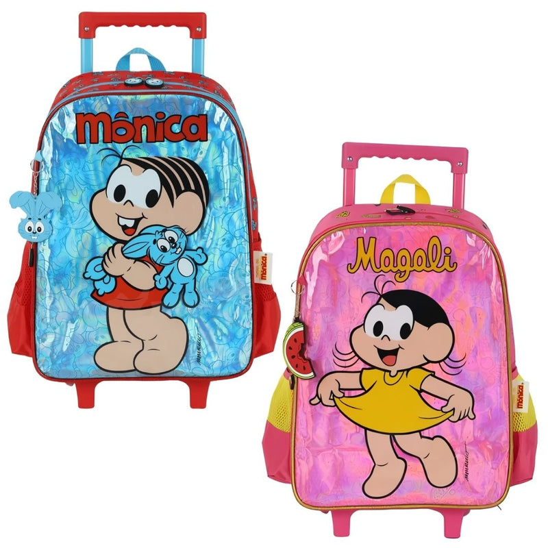 Mochila de Carrinho Turma da Mônica Magali Infantil Volta as Aulas Menina Espaçosa Escolar