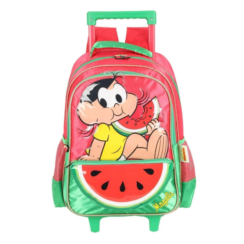 Mochila de Rodinha Infantil Turma da Mônica Magali Carrinho Volta as Aulas Menina Criança Escolar IC41346MN