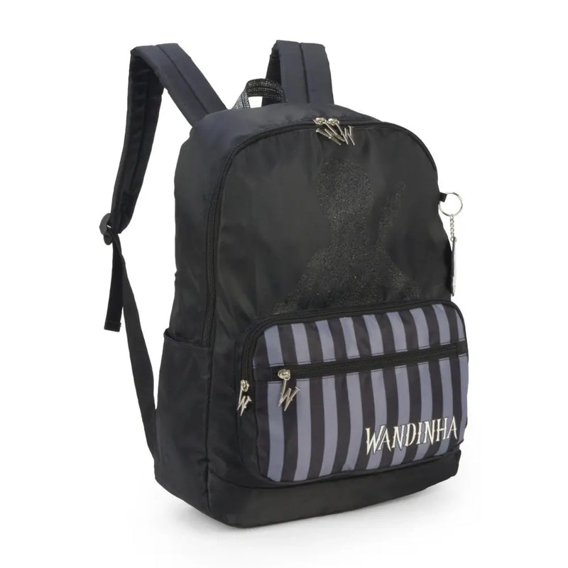 Mochila de Costas Preta Escolar Juvenil Listrada - Luxcel Megalomania