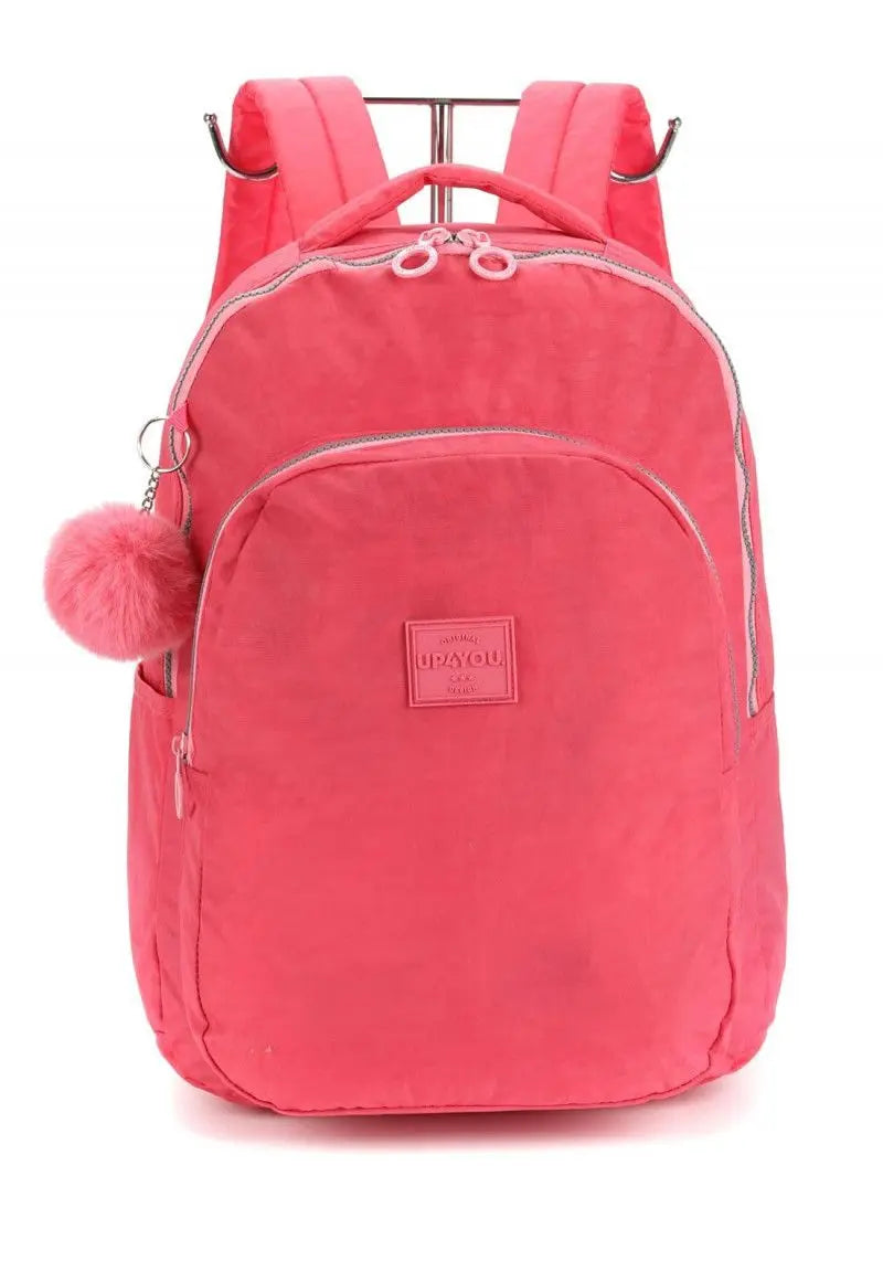 Mochila de Costas com Bolso Frontal Salmão para Escola Faculdade - Luxcel Megalomania