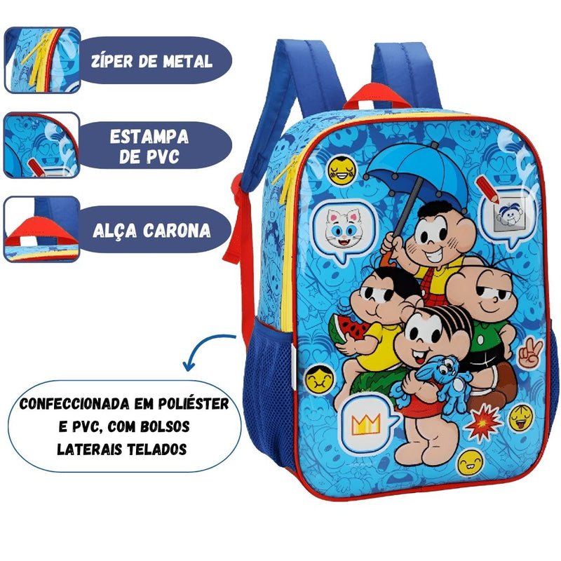 Mochila De Costas Turma da Mônica Cebolinha Infantil Escolar  Volta as Aulas Passeio Viagem Criança Menino Menina