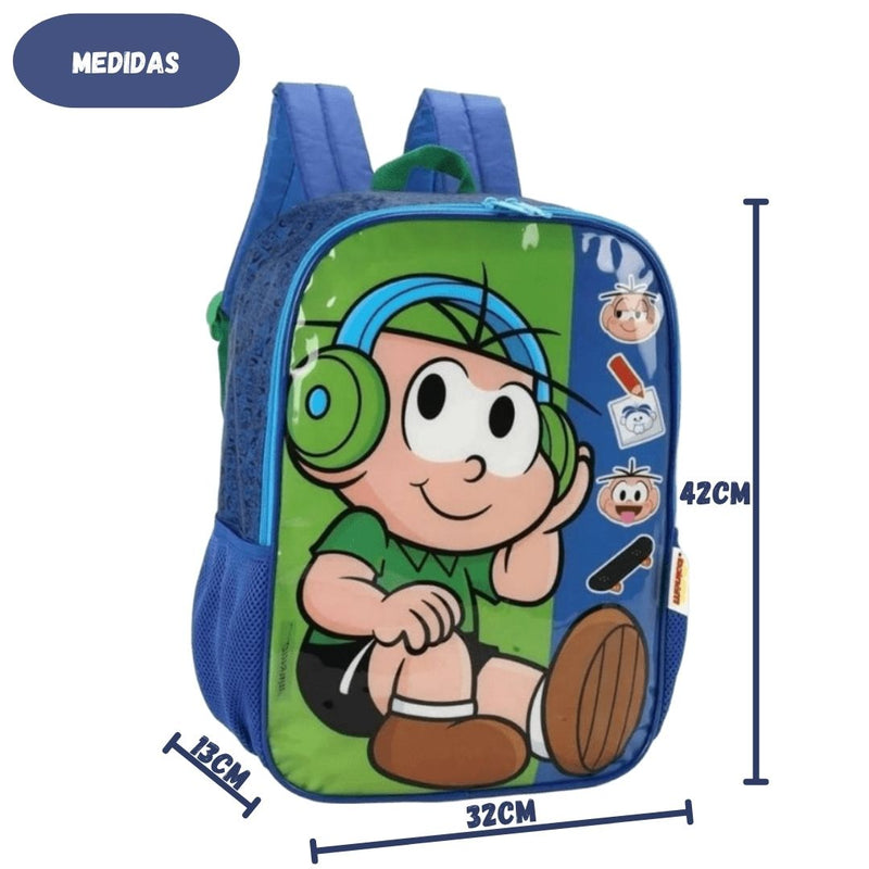 Mochila De Costas Turma da Mônica Cebolinha Infantil Escolar  Volta as Aulas Passeio Viagem Criança Menino Menina