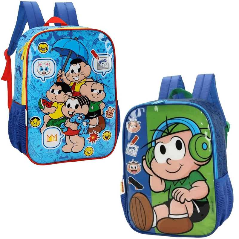 Mochila De Costas Turma da Mônica Cebolinha Infantil Escolar  Volta as Aulas Passeio Viagem Criança Menino Menina