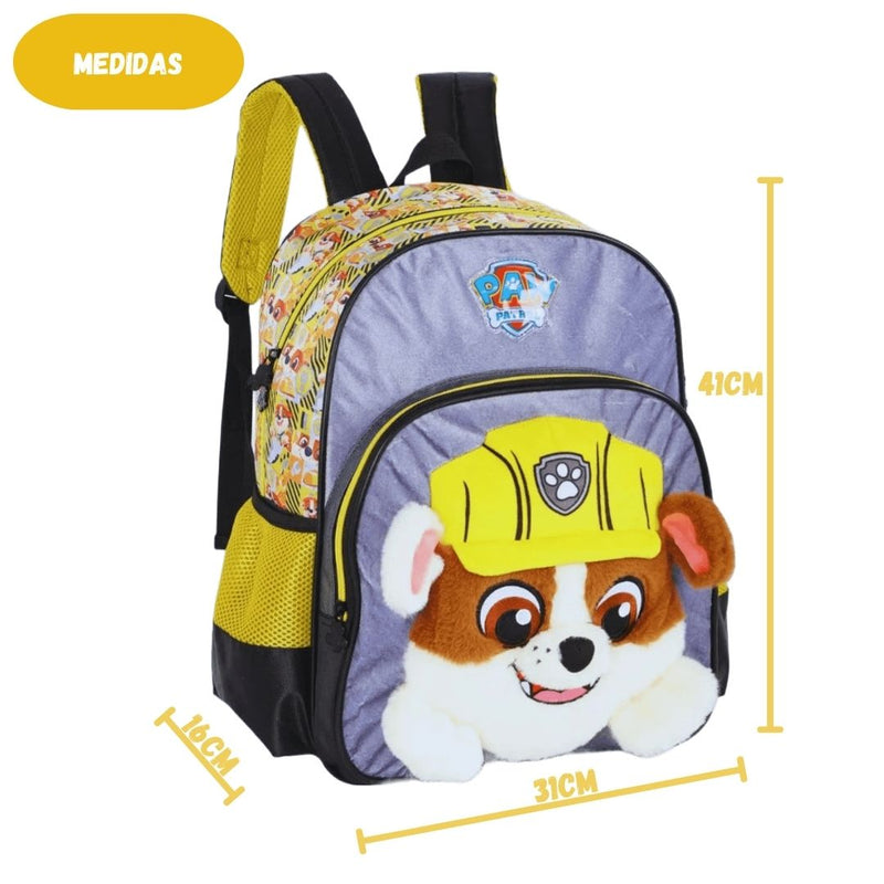 Mochila de Costas Juvenil Desenho Patrulha Canina Skye e Rubble Unissex Escolar Passeio
