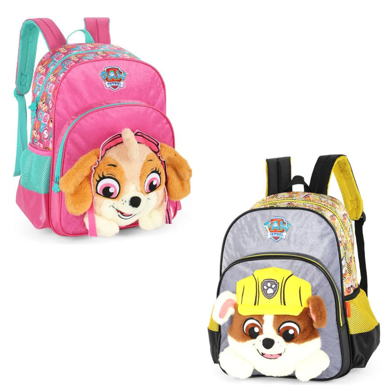 Mochila de Costas Juvenil Desenho Patrulha Canina Skye e Rubble Unissex Escolar Passeio