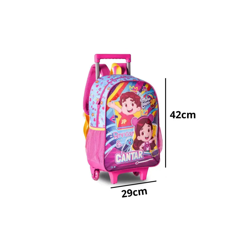 Mochila de Carrinho Maria Clara e JP Escolar Infantil Menina Youtubers Oficial Megalomania