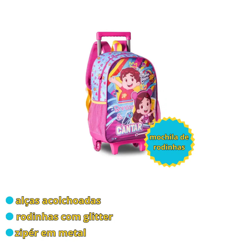 Mochila de Carrinho Maria Clara e JP Escolar Infantil Menina Youtubers Oficial Megalomania