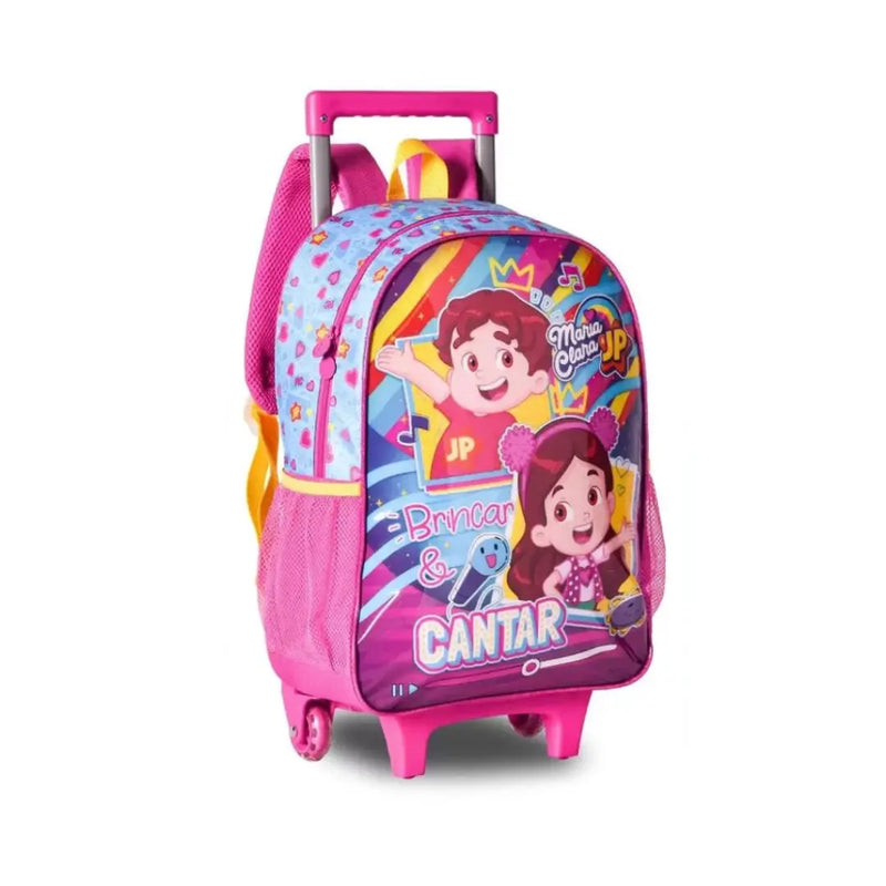 Mochila de Carrinho Maria Clara e JP Escolar Infantil Menina Youtubers Oficial Megalomania
