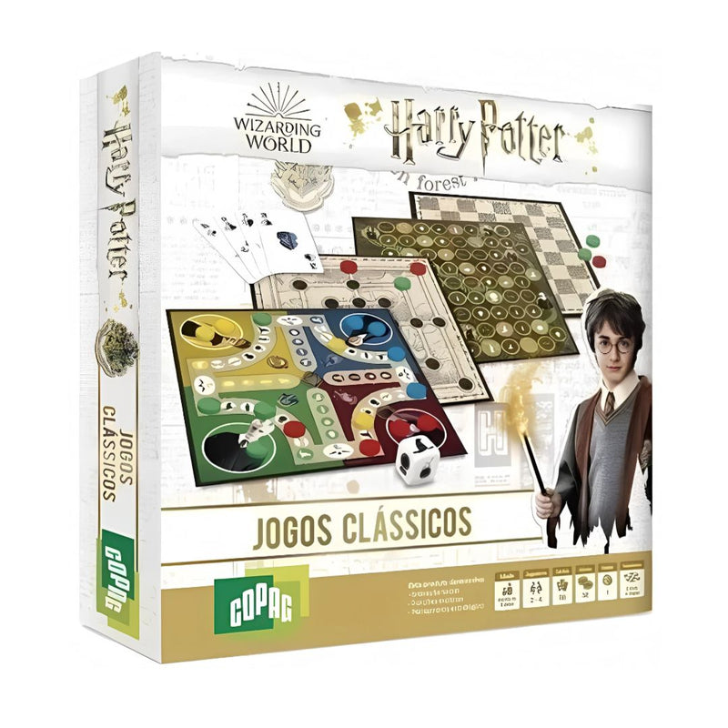 Jogos Clássicos Tabuleiro Harry Potter Bruxo Hogwarts WB Dama Ludo Trilha Sobe Desce Diversão Brinquedo Infantil Adulto