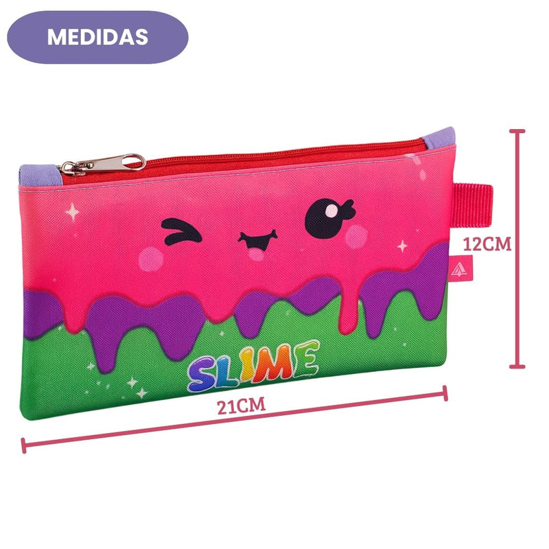 Kit Mochila Costas Infantil Slime Escolar Lancheira Estojo Mochila Volta as Aulas Menina Passeio