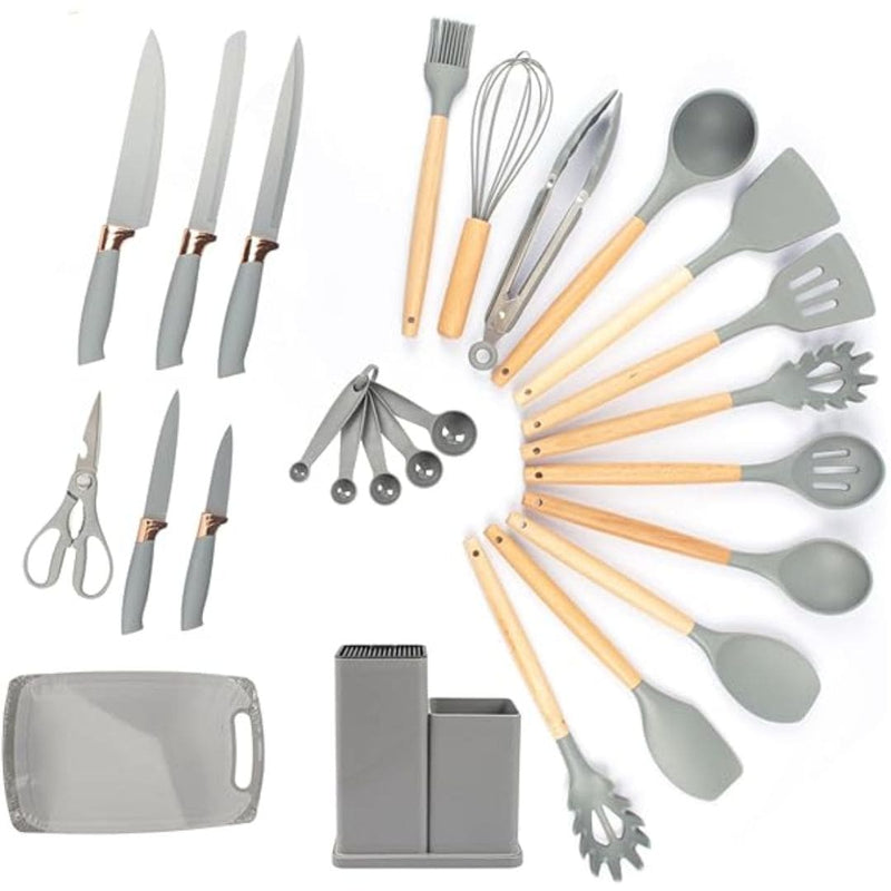 Kit de Utensílios de Cozinha Culinária Cinza Espátula Colher Ke Home