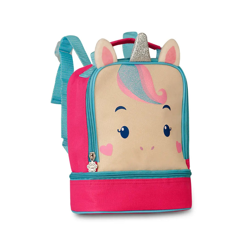 Kit Mochila de Carrinho Rodinha Unicórnio Lancheira Térmica Rosa Infantil Menina Feminina Criança Bebê Escolar Pets Clio Megalomania