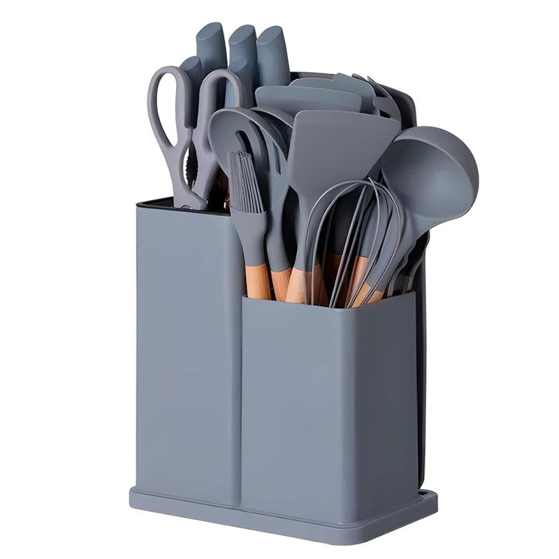 Kit de Utensílios de Cozinha Culinária Cinza Espátula Colher Ke Home