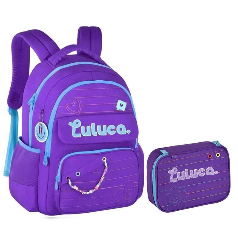 Kit Mochila Costa Estojo Box Luluca Gamer Youtube Notebook Antifurto Escolar Voltas Aulas