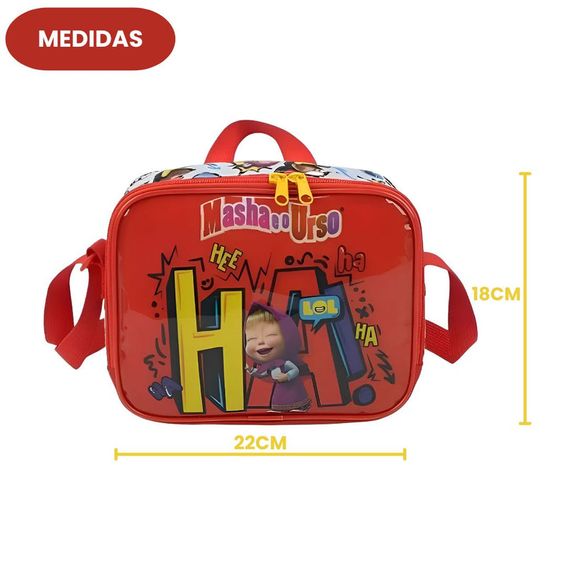 Lancheira Térmica Infantil Masha e o Urso Unissex Escolar Passeio Creche Crianças Volta as Aulas