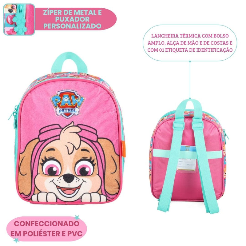 Lancheira Térmica Patrulha Canina Volta as Aulas Escolar Passeio Viagem Criança Lanche Costas