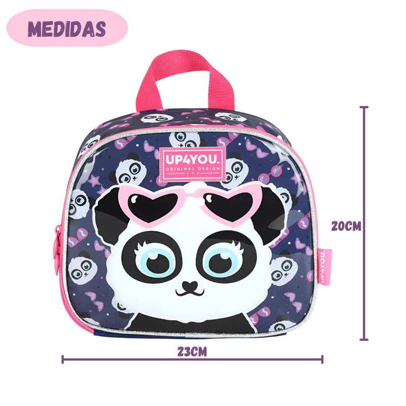 Lancheira Térmica Infantil Urso Panda Marrom Meninas Escolar Creche Passeio Crianças Costas