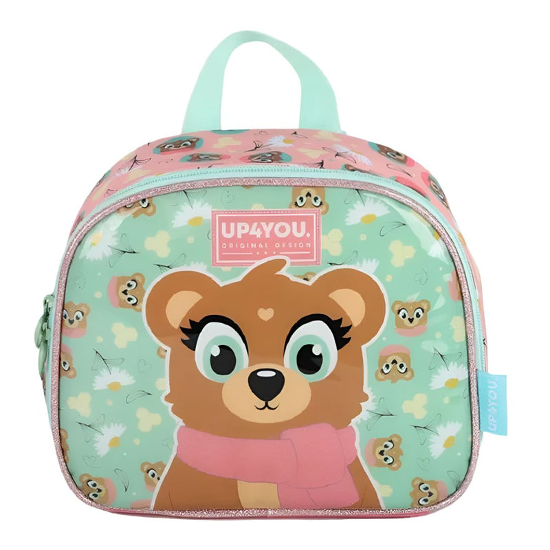 Lancheira Térmica Infantil Urso Panda Marrom Meninas Escolar Creche Passeio Crianças Costas
