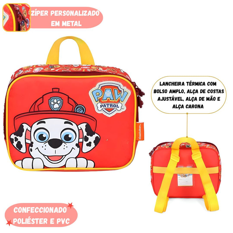Lancheira Térmica Escolar Infantil Menino Patrulha Canina Marshall Chase Passeio Nickelodeon Creche