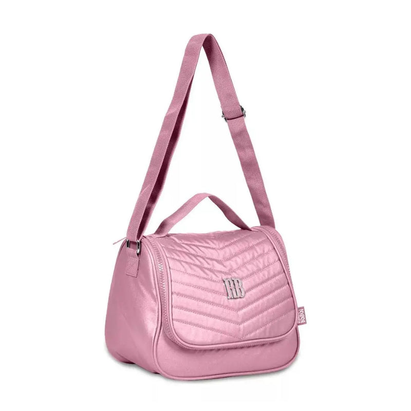 Kit Mochila de Carrinho Mala Bolsa Lancheira Térmica Duas Alças Estojo Box Rosa Femino Escolar Lanchinho Rebecca Bonbon Clio Megalomania