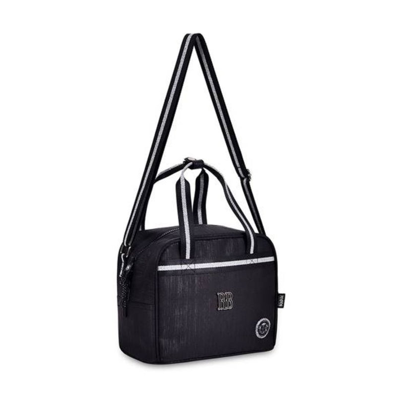 Kit Mochila Carrinho Rebecca Bonbon Preto Lancheira Térmica Estojo Box Juvenil Escolar Meninas Feminino Clio