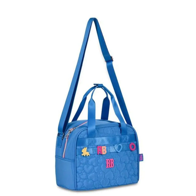 Kit Mochila Costas Rebecca Bonbon Azul Claro Lancheira Térmica Estojo Box Juvenil Escolar Feminino Meninas Chaveiro Clio Megalomania