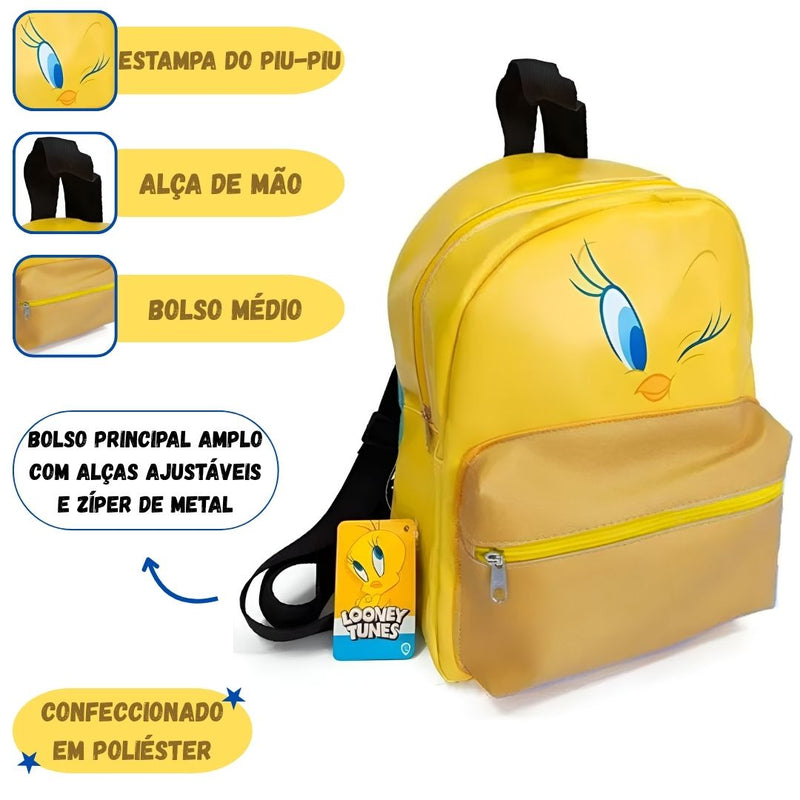 Mini Mochila Passeio Piu Piu Turma Looney Tunes Warner Bros Infantil Exclusiva Escolar  Resistente