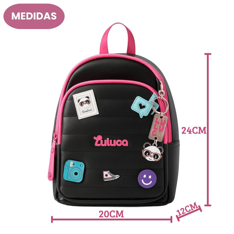 Mini Mochila Luluca Com Porta Fone De Ouvido e Chaveiro Espelho Infantil Meninas Feminino Passeio