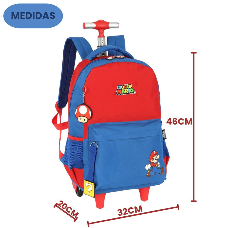Mochila de Rodinha Escolar Jogo Super Mario Juvenil Nintendo Costas Meninos Game Espaçosa Grande