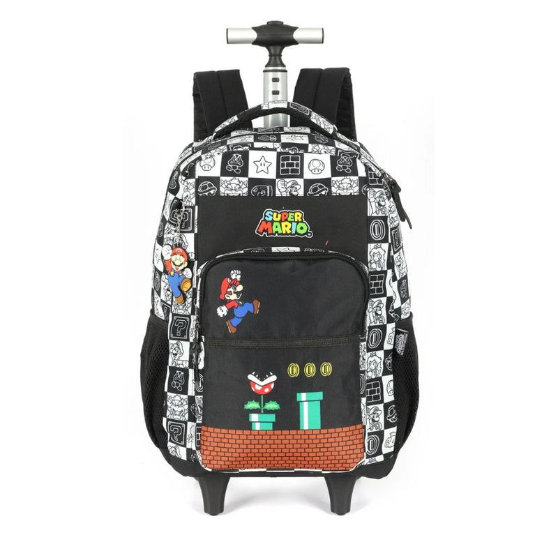 Mochila de Rodinha Escolar Jogo Super Mario Juvenil Nintendo Costas Meninos Game Espaçosa Grande
