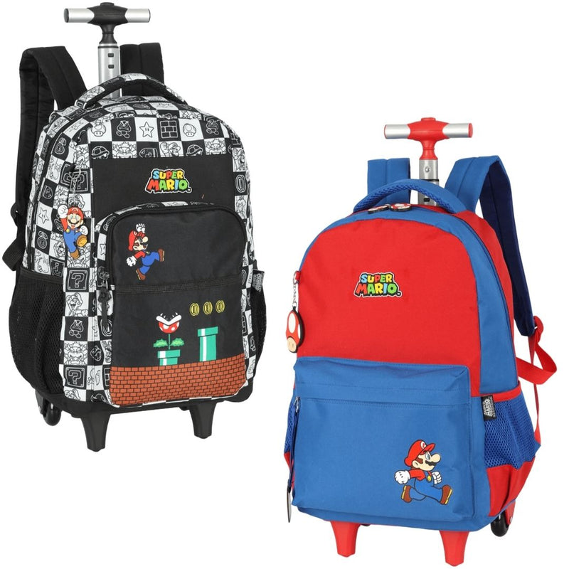 Mochila de Rodinha Escolar Jogo Super Mario Juvenil Nintendo Costas Meninos Game Espaçosa Grande